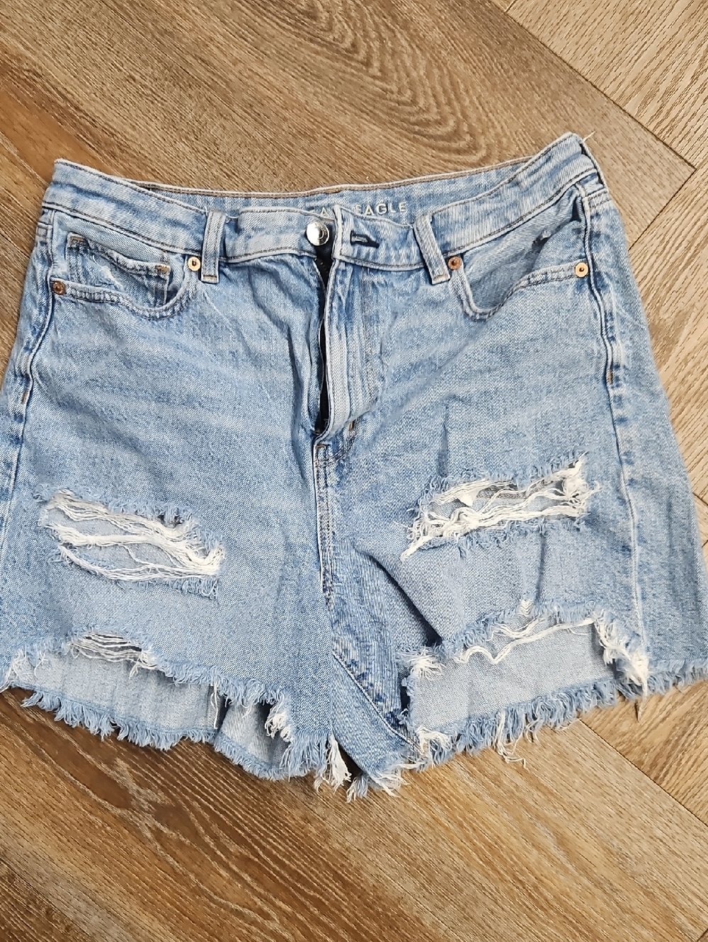 American Eagle Outfitters Light Blue Ripped Denim Shorts